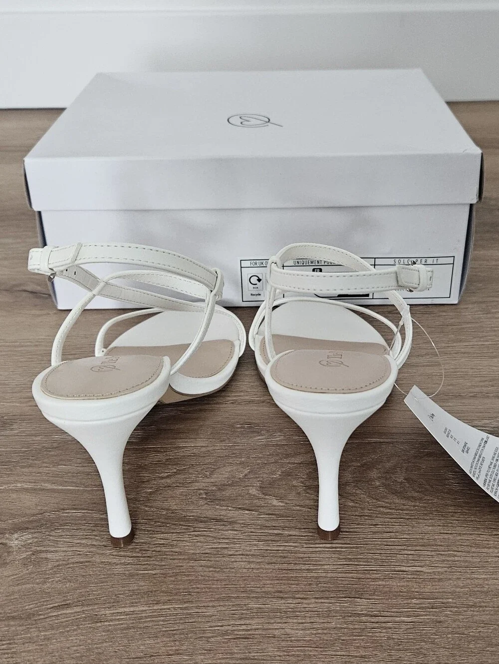 The Drop Arco White Strappy High Heel Sandals Size 8